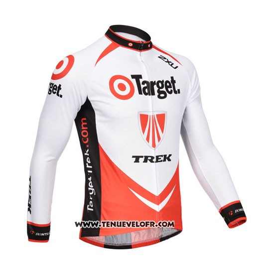 2013 Maillot Ciclismo Trek Orange et Blanc Manches Longues et Cuissard
